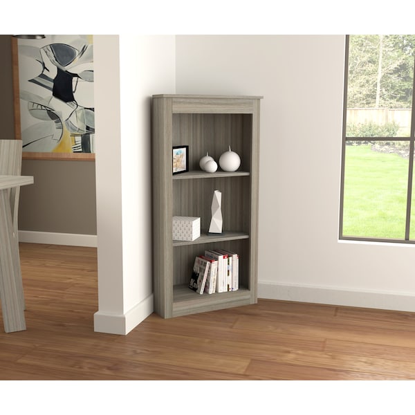 Corner Bookshelf Wall Unit 47.24 in. H 3-shelf in Smoke Oak